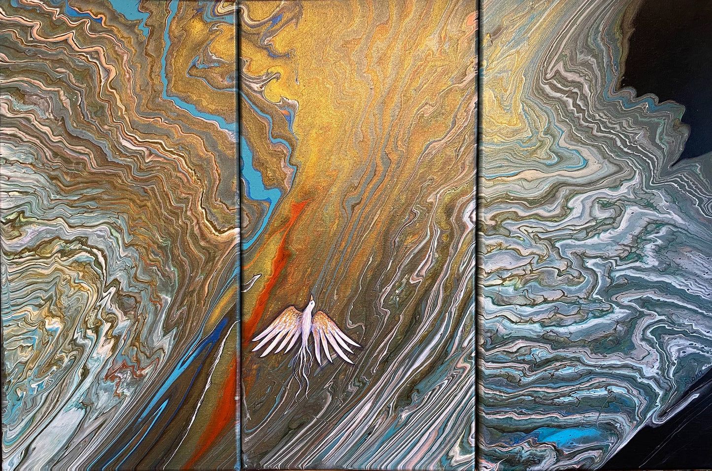 Tempest #29- acrylic pour by Siona Benjamin