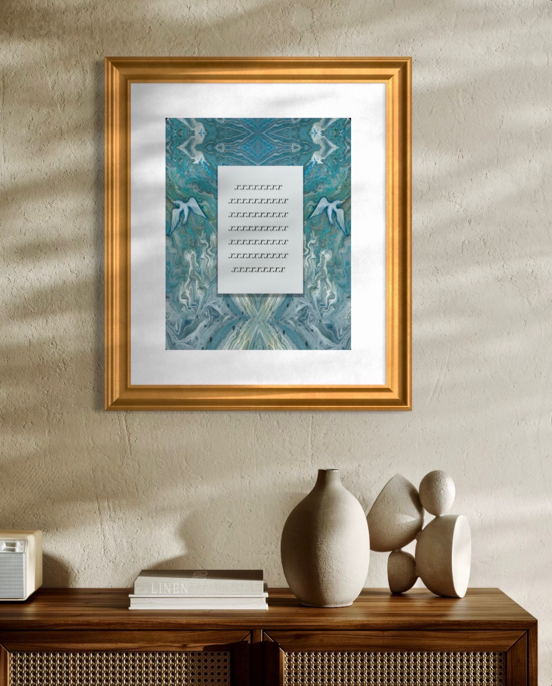 Twin Blue Birds Commemorative Print  