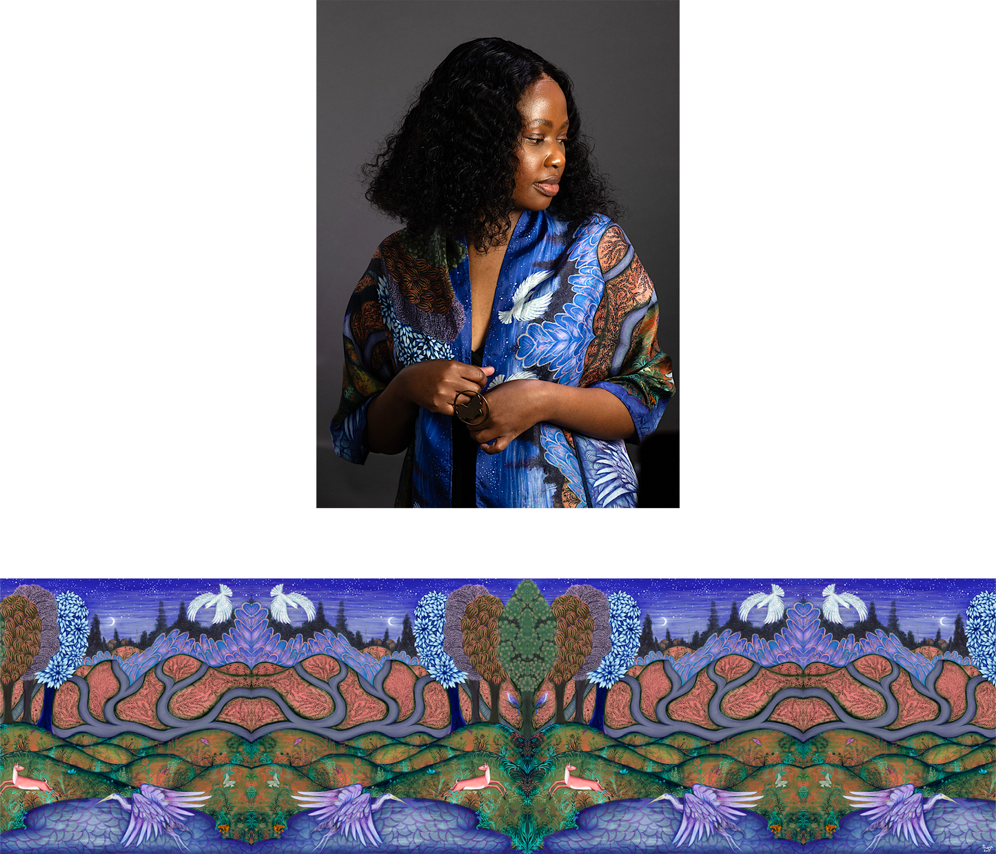 Blue Night Silk Shawl